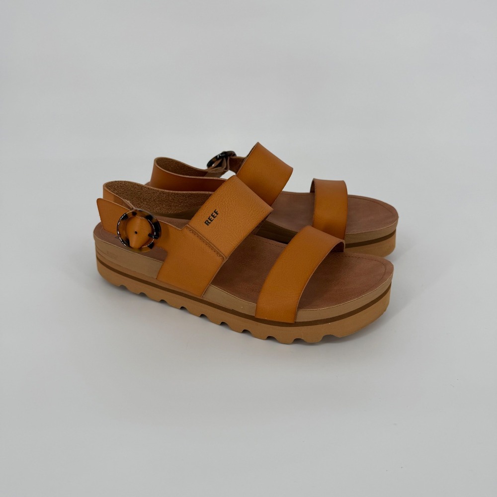 Reef Vista Hi Buckle Sandals Womens 10 Tan Platform Lug Sole Coastal Boho Summer